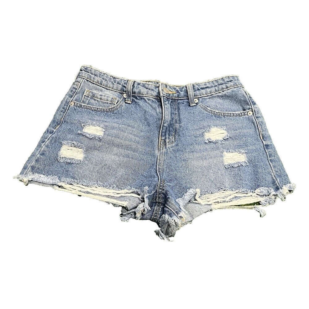 BP Women's HI RISE VINTAGE LT DESTROY DENIM SHORT US 29 2.5 inseam